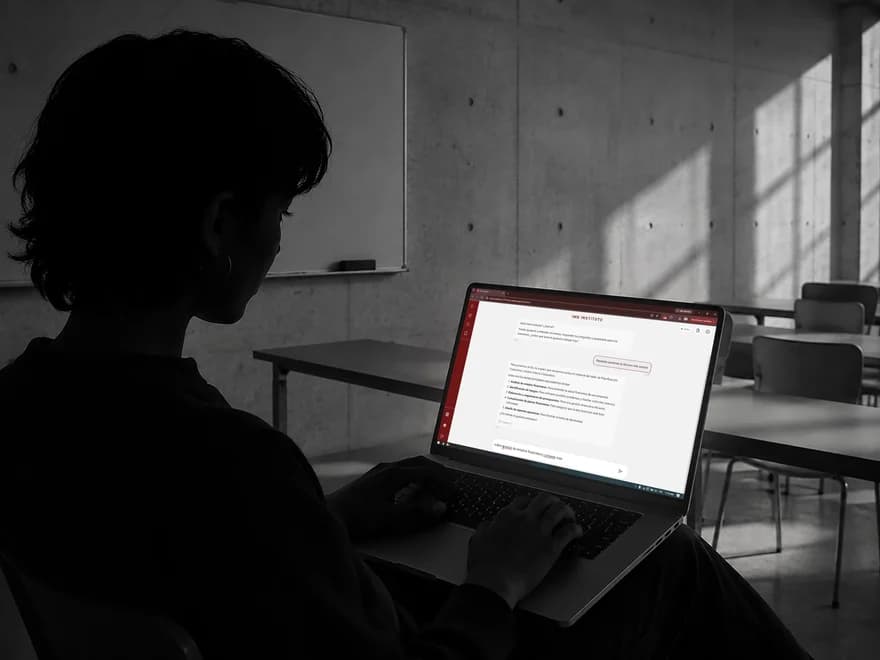Chat de Gecko con IA abierto en una notebook